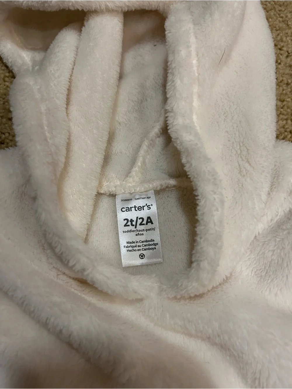 Carter's Plush Hooded Pullover - Soft Blush Size 2t